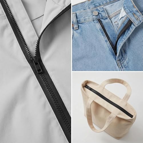 Image of Sawoake 2PCS #5 11 Inch Separating Jacket Zippers for Sewing Coats Jacket Zipper Black Molded Plastic Zippers Bulk Tailor DIY Sewing Tools for Garment /Bags /Home Textile