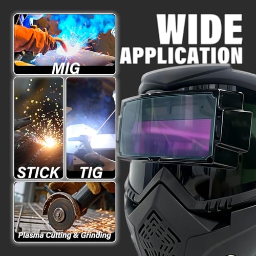 Auto-Darkening Welding Mask with Intelligent Sensitive Filters, Black, Dust Protection, Adjustable Straps, for MIG/Stick/TIG/Plasma Cutting & Grinding