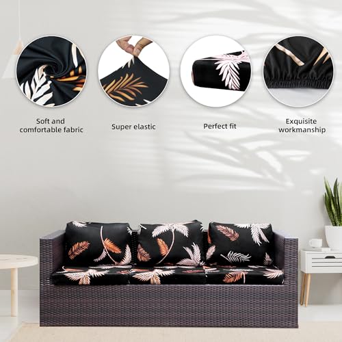 Image of 8Pcs Stretch Patio Cushion Covers,Outdoor Couch Covers Replacement,Outdoor Couch & Sofa Slipcovers,for Patio Furniture Cushion Covers,Washable Reusable Furniture Protector(Coconut Forest, Cover Only)