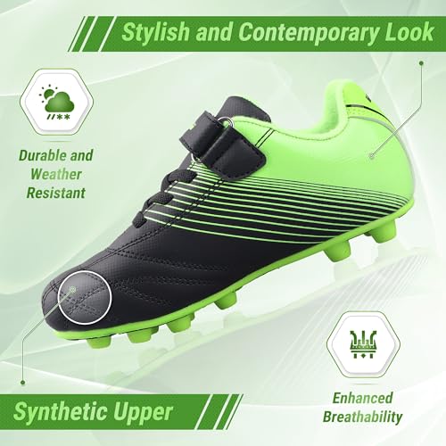 Vizari Soccer Cleats Boys Girls | Firm Ground Football Shoes | Light Secure Fit with Hook & Loop Strap | Toddlers, Little/Big Kid3