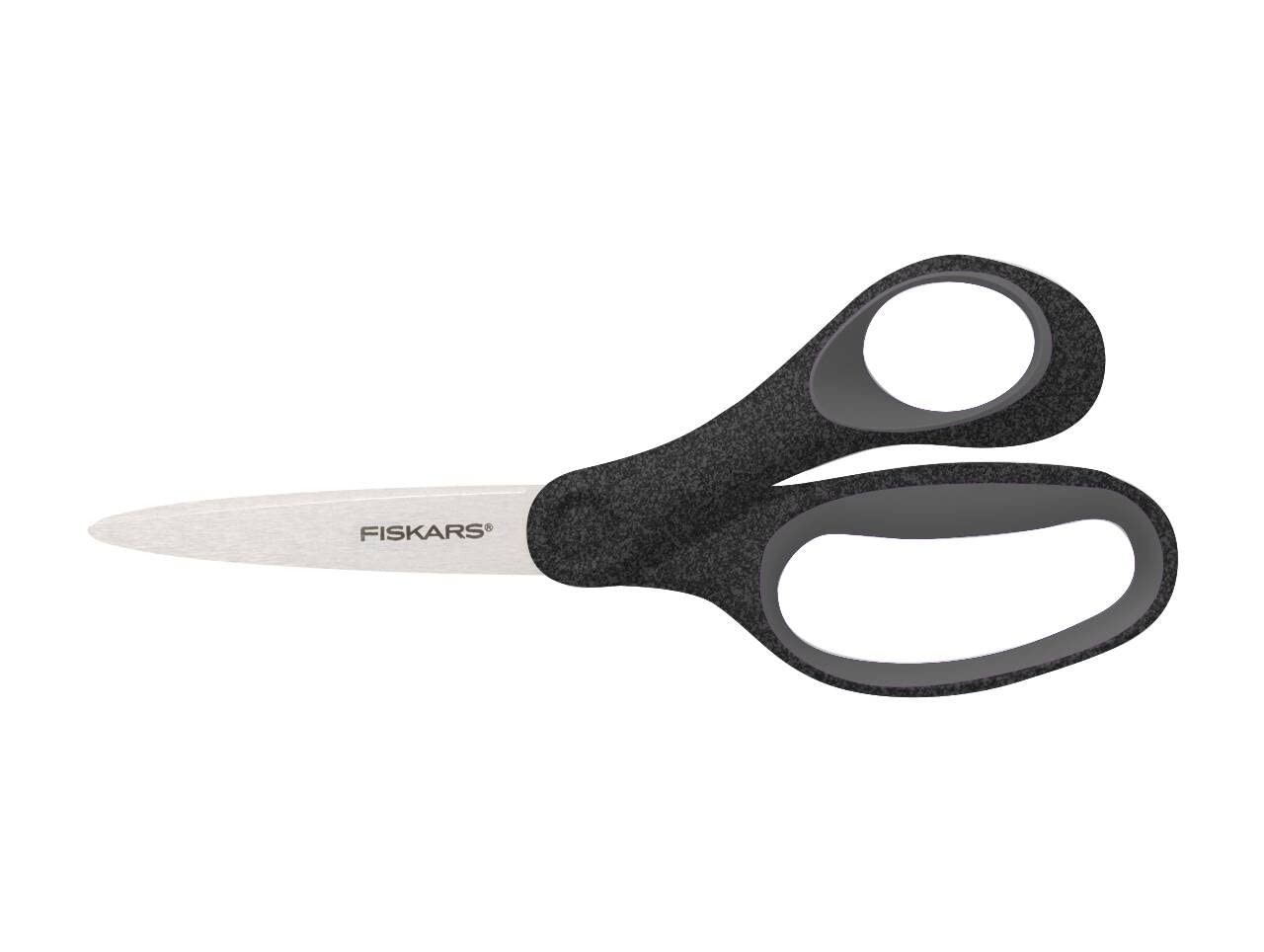 Fiskars School Scissors, Scissors for Children from 12 Years, Right-Handed, SoftGrip, Total Length: 18 cm, Stainless Steel Blades, Glittering Black, 1067859