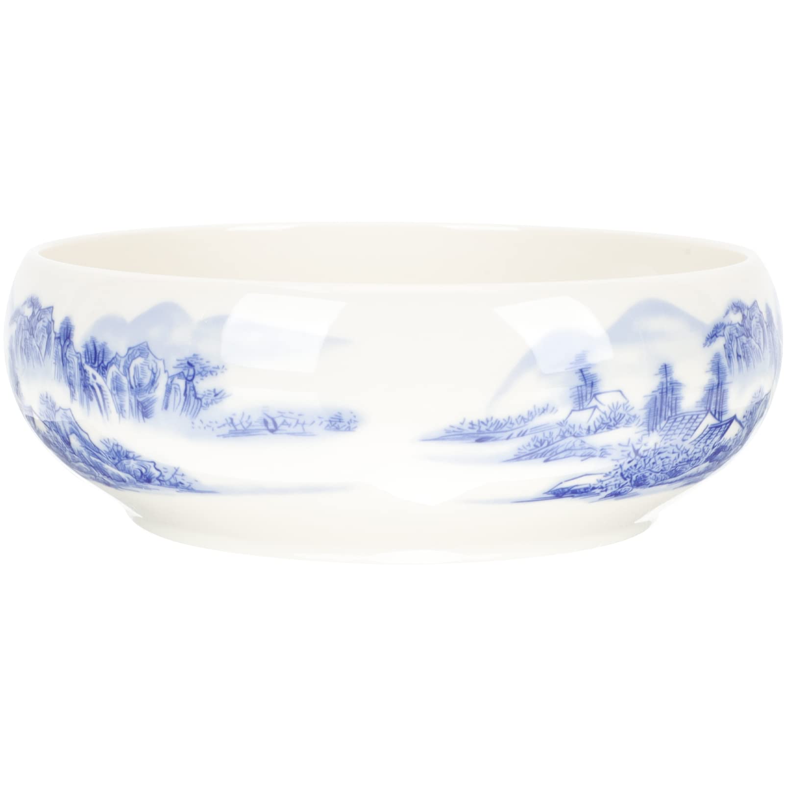 GANAZONO Faux Grass Decor Blue and White Porcelain Plant Pots Oriental Chinese Ceramic Flower Pots Decorative Calligraphy Ink Dish Succulents Pot for Indoor and Outdoor Plants Decor