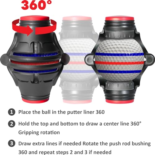 OlibaDu 360° Triple Line Golf Ball Marker