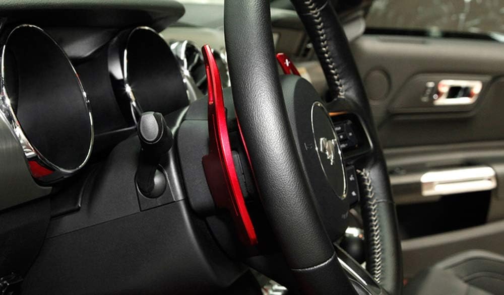 iJDMTOY Sports Red Aluminum Large Paddle Extensions Compatible with 2015-2023 Ford Mustang