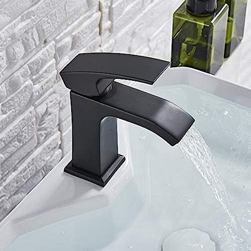 Robinet de lavabo eau chaude froide mitigeur en laiton noir avec cartouche céramique durable