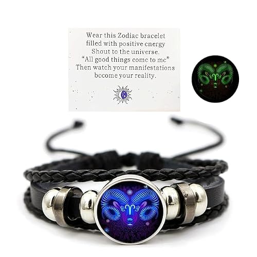 RICHI THE HOME DECOR RTHD-Vintage Zodiac Constellation Bracelets Zodiac Guardian Bracelet Black Leather Bracelet Adjustable Handmade Woven Bracelet Birthday Jewelry Gift for Women Girls 1 51cCpL10PmL. SL500