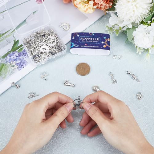 SUNNYCLUE 1 Box 96Pcs 12 Styles Cats Charms Mini Kitty Charm Tibetan Alloy Silver Cute Pet Animal Charms Bulk for jewellery Making Charms DIY Crafting Necklace Bracelets Earring Women Beginners Adult - Image 3