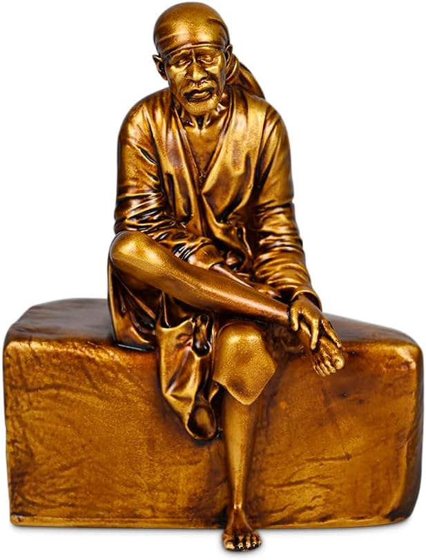 Car Dashboard Resin Sai Baba Idol Home Decor Item Sai Baba Murti Statue for Gift (Pack-1) Height -4 inch