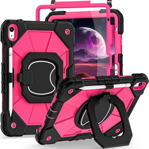 Image of Auizotl Case for iPad 10th Generation 10.9 Inch /iPad 11 Inch (A16) 2025 11 Inch,10th Generation Case with 360 Rotating Stand Screen Protector,Heavy Duty Shockproof Cover for iPad10th,Black Pink