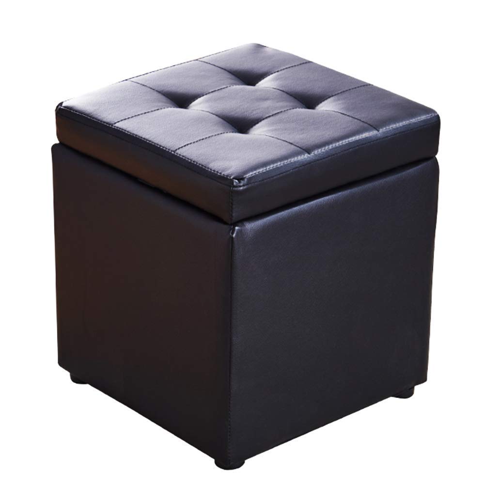WDSOPK Faux Leather Ottoman Storage Foot Stool Cube Organizer Box For Home Office - White 30 * 30 * 35Cm,A 30 * 30 * 35Cm（Black-30 * 30 * 35Cm）