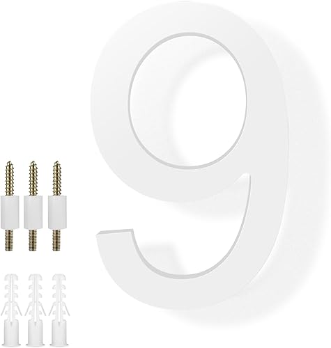 Miniatura 44 de DEWEL Números flotantes de casa grandes de 8 pulgadas para exteriores, decoración de números de dirección de casa modernos negros para señalización