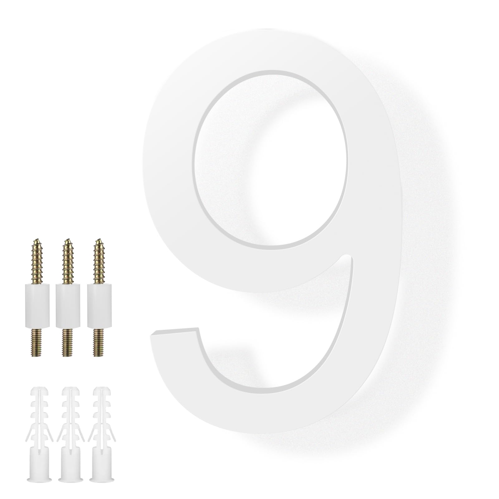 DEWEL 8 Inch White Floating House Numbers, 911 Address Numbers for Outside