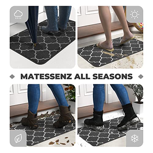 Matessenz Front Door Mat, Durable Hello Door Mat Outdoor, Resist Dirt Welcome Mat For Shoes Scraper, Low Profile Indoor Door Mats, Doormat For Entrance, Garage, High Traffic Area(24X36, Grey) #TOP6