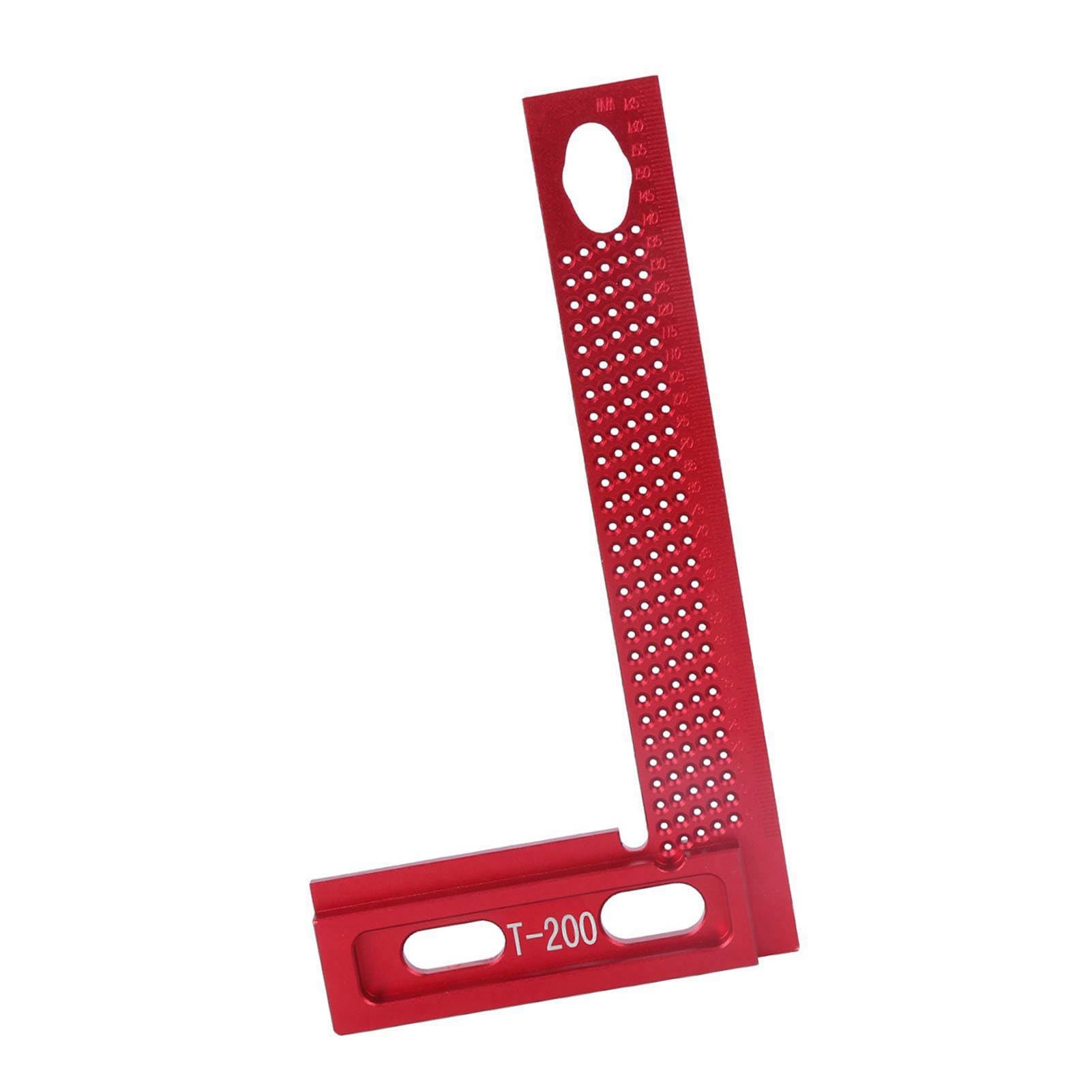 KIMISS Regla de Orificio de Aleación de Aluminio Resistente Al Desgaste, Herramienta de Medición de Trazado de Carpintería, Regla Escuadra Tipo T de 12 Pulgadas, Ideal para