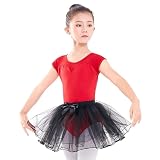 Générlque Ballet Danse Justaucorps de Ballet for Filles, Body de Danse Rouge for Enfants, Robe Tutu, Tenue Ballet en Maille Coton(95 100 cm)