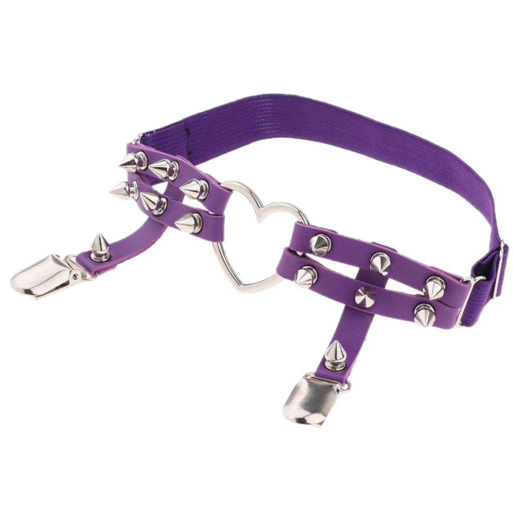 nivaa Womens Elastic Leg Garter Belt Purple-picture-2