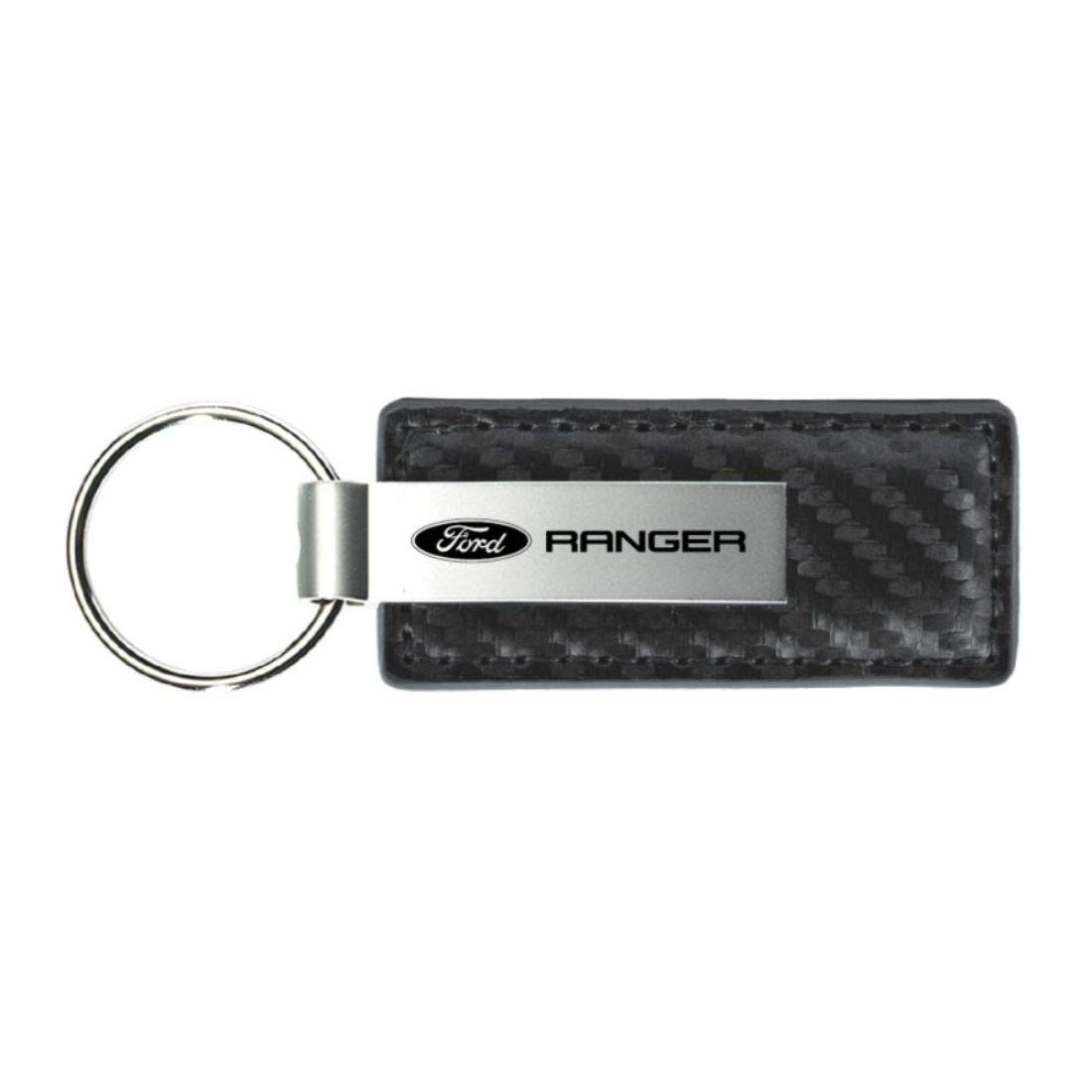 AU-TOMOTIVE GOLD Carbon Fiber Rectangular Leather Key Chain for Ford Ranger (Gunmetal)