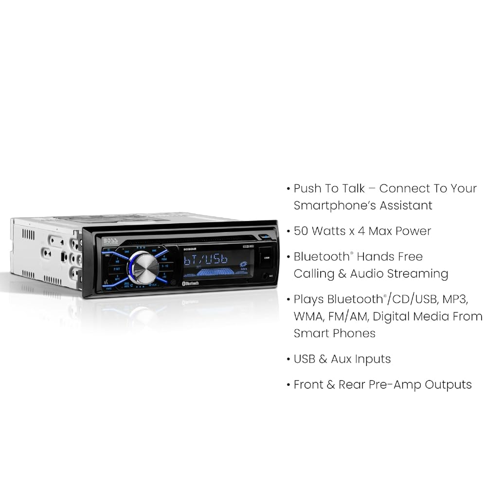 Kit Set para Boss Audio Systems 508UAB, Radio de Coche, Single DIN, Receptor Am/FM Digital, Estéreo, AUX/USB/MP3, con Bluetooth, para Coches, 1 Unidad + Llaves de extracción gratuitas