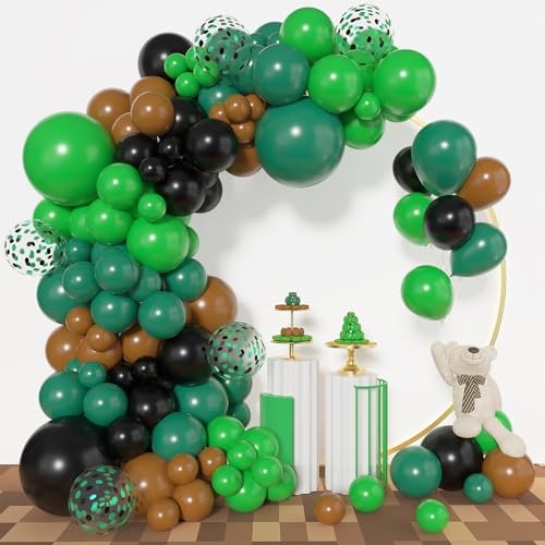 Image of Amandir 153pcs Green and Brown Balloon Garland Arch Kit Different Sizes