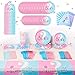 Gender Reveal Party Supplies Decorations - For 24 Guest Baby Gender Reveal With Flatware, Spoons, Plates, Cups, Straws, Napkins, Invitation Card, Tablecloth, Favor Pack Set for Boy or Girl