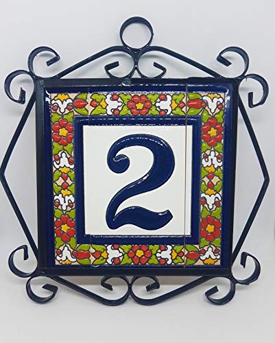 Spanish Floral Designed Ceramic Letter Tiles House Number Tiles And Frames (2 Tile Fame) #TOP28