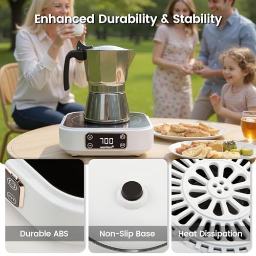 Image of Mini Induction Cooktop 700W, 120V Portable Single Induction Burner - Compact Electric Hot Plate for Small Kitchens, Travel, RV, Camping - Quick Heat for Coffee, Tea, Flameless, Easy-Clean