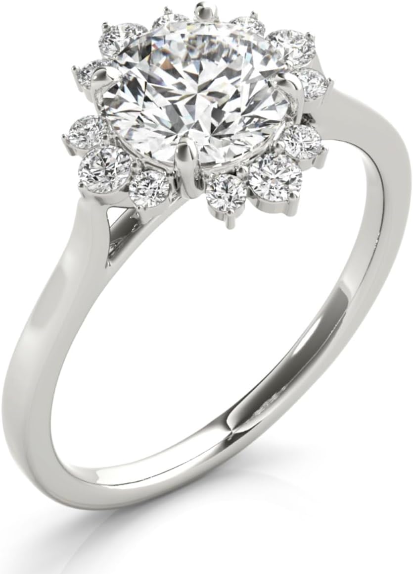 ENDLESSNESS & ETERNITY Snowflake Ring 2.0ct Round Cut CZs Halo Ring 14K Gold Plated Wedding Band Ring Engagement Bridal Ring Statement Ring