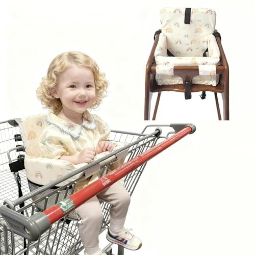 Shopping Trolley Cover for Baby, High Chair Cover, Shopping cart Cover,Protector Universal Fit for Grocery Carts, Restaurant Chairs，Restaurant Seats for Girl & Boy (Rainbow)