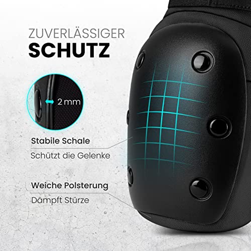 99FLIPS Inliner Schoner Erwachsene mit GS [6er Set] DIVE - L in Schwarz - Schoner Inliner Damen schützer erwachsene - Knieschoner Kinder 12 Jahre protektoren Skateboard