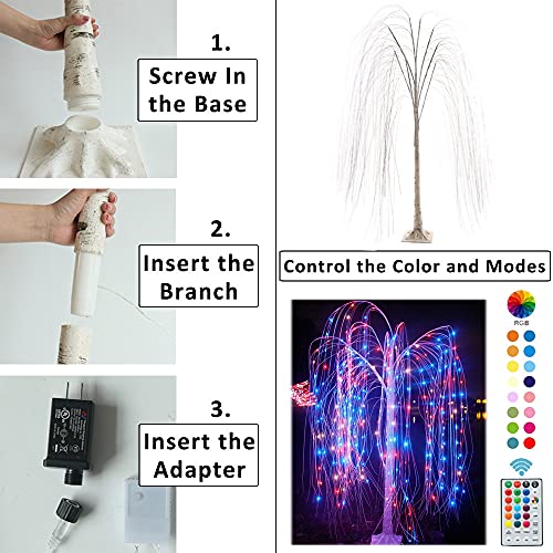 Pooqla 288 Led 6Ft Colorful Lighted Willow Tree, Rgb Led Tree With Remote, Willow Tree With Multicolored String Lights For Indoor Outdoor Halloween Christmas Party Home Wedding Garden Decoration #TOP3