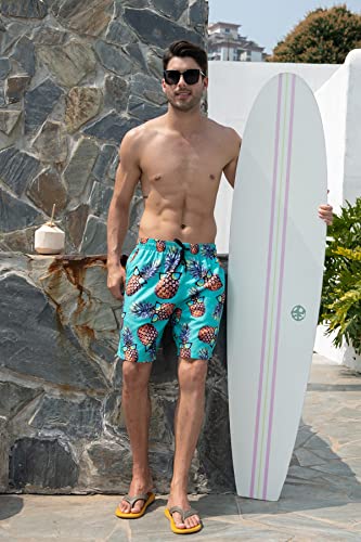 ALISISTER Maillot De Bain pour Hommes Shorts 3D Ananas Imprimer Taille Élastique De Surf Plage Sport Boardshorts L – vue 2