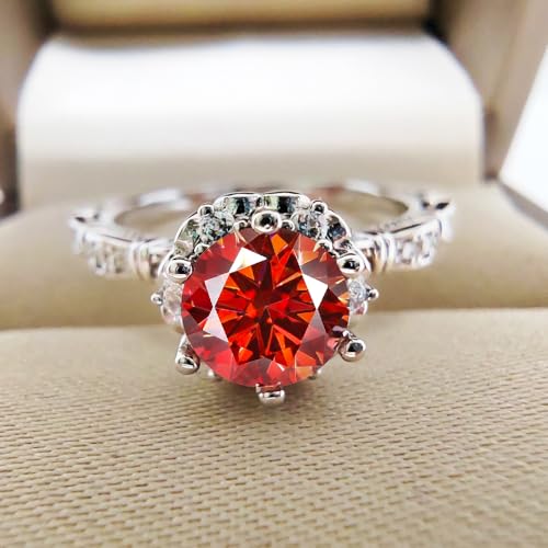 1.0ct Red Moissanite Ring for Women - Anniversary Engagement Jewelry 18K White Gold Plated S925 Silver Eternal Rings Gifts4