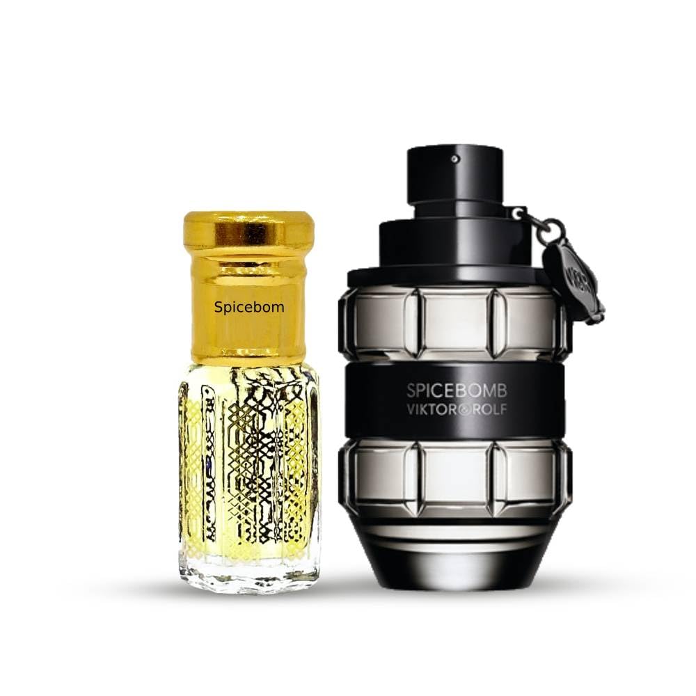 Roll On Perfume Oil 6 ml - Spicebom – Warm Woody Spicy Long Lasting Alcohol Free Men’s Fragrance Concentrated Body Oil Travel Size Inspired Alternative Scent