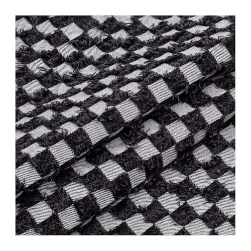 Tissu denim lavé noir à carreaux pour coudre une robe tendance au quotidien