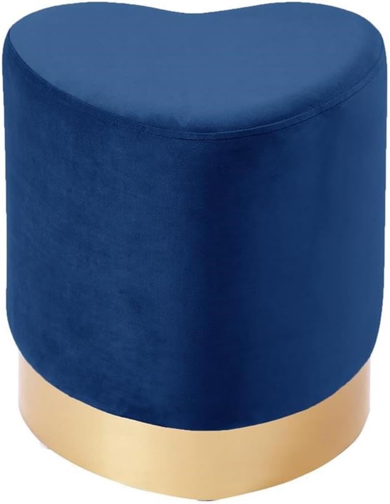 Meridian Furniture Heart Collection Modern | Contemporary Velvet Upholstered Ottoman with Durable Stainless Steel Base in Gold Finish, 15" W x 15" D x 16.5" H, Pink