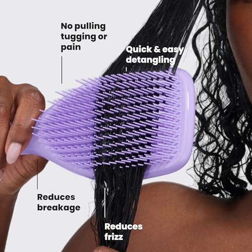 Image of Tangle Teezer Ultimate Detangler Curly Hair Brush, Large, Purple Passion | Patented two-tier, firm-flex teeth detangle, reduce breakage & frizz on wet or dry hair; hairbrush for curly to coily hair