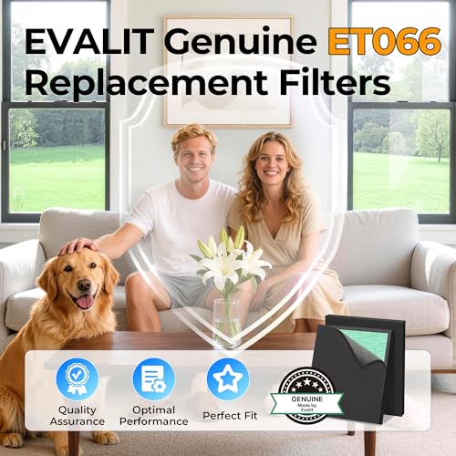Image of Genuine ET066 Air Purifier Replacement Filter for ET066 Air Purifier, Washable HEPA 3-Stage Filtration for Pollen Smoke Pet Hair Dust, Pet Dander Version, 2 Pack