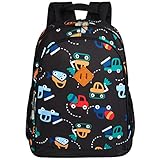 JinBeryl Kids Backpack for Boys Toddler School Bag, Suitable for 4 to 7 Years Old, 15 Inch, Cartoon Truck Black