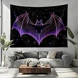 Neon-Fledermausmuster Wandteppich Wandkunst Schwarz Wandtuch Wandbehang für Schlafzimmer Wohnheim Wanddeko, Tagesdecke, Wandbespannung oder Picknickdecke, 150x100cm