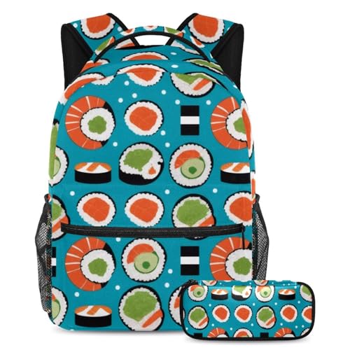 Sac à dos motif sushi pour étudiants, parfait pour les cours et les voyages