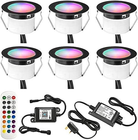 RGBW WiFi Led Decking Lights Waterproof IP67 Ø31MM 12V - Led Plinth Light Kits for Terrace/Patio/Path/Wall/Garden/Decoration, 10 Packs