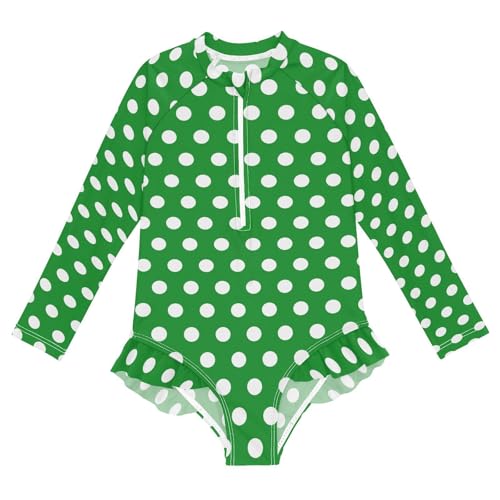 Image of CaTaKu Girls Rash Guard Swimsuit Long Sleeve One Piece Bathing Suit UPF 50+ Toddler Kids Zipper Ruffle Swimwear 3-12Y