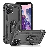 KUAWEI Coque iPhone 12, Coque iPhone 12 Pro, [360° Support Rotatif] Protection Ultime Militaire Double Couche RenforcéE DéFense Bumper pour iPhone 12/12 Pro 6.1' (Noir)