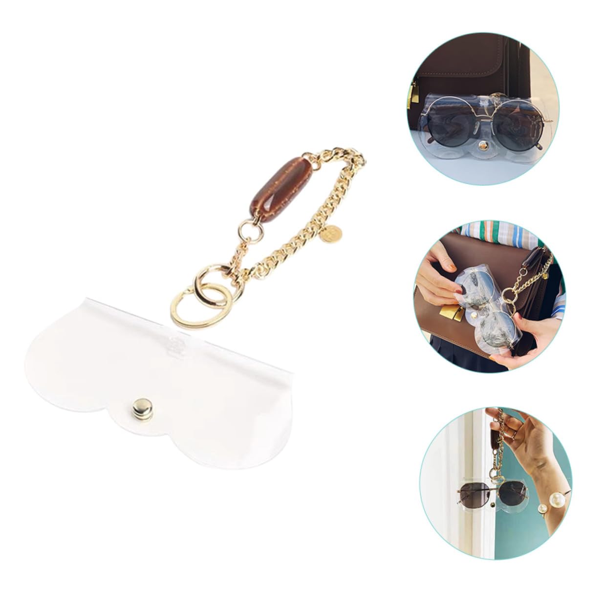 Custodia Per Occhiali Da Sole Porta Occhiali Da Sole Portatile Titolare Degli Occhiali Custodia Porta Occhiali Borsa Per Occhiali Rame Placcato Oro Transparent