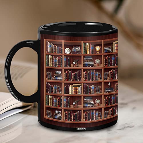 Bechusky Library Bookshelf Mug - Book Lovers Coffee Mug - Librarian Mug Book Coffee Mug Book Mug Book Club Cup Bookish Bookworm Mug Gifts For Readers Bookish Gifts For Book Lovers Black Mug 11Oz #TOP4
