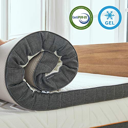 Inofia Gelschaum Topper 140x200 Matratzenauflage Matratzentopper Memory Foam Topper 7,5cm|2 Layer RG50 Gelschaum+ Support Foam|waschbar Bezug|100 Nächte Probeschlafen|10 Jahre Garantie