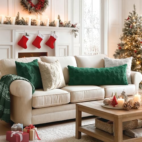 Image of MIULEE Christmas Throw Pillow Cover Dark Green 14x36 Lumbar Body
