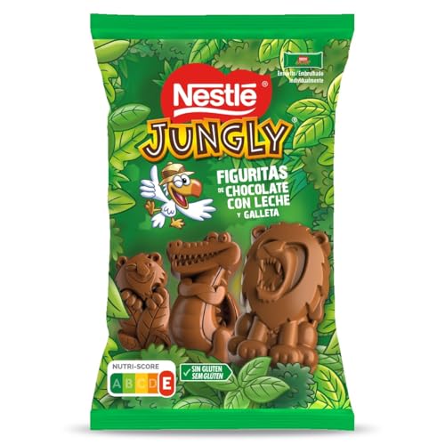 NESTLÉ JUNGLY Figuritas de Chocolate con Leche Bolsa, 124 g