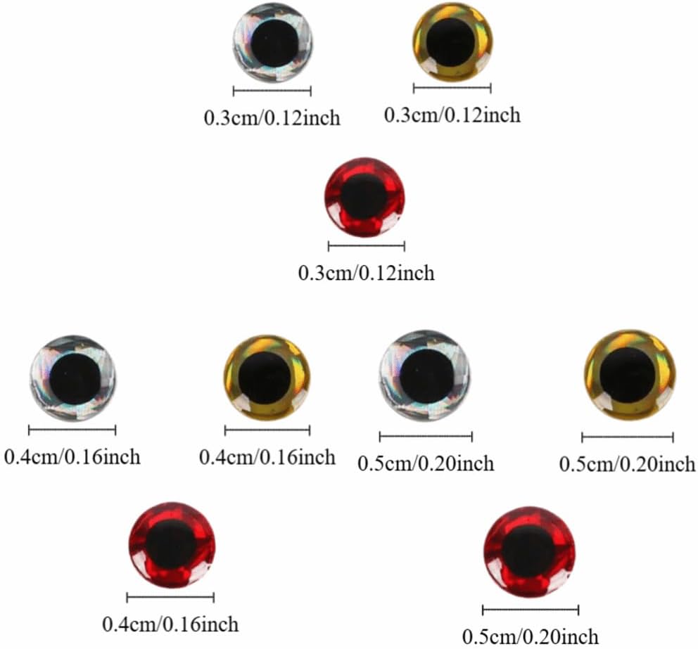 500PCS 3D Fishing Lure Eyes – Lifelike Bait Eyes Adhesive Tackle Accessory for DIY Lures, Fly Tying & Saltwater Fishing