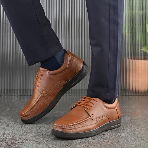 Image of Blue Leather by Centrino Genuine Leather Slip-On Men's Formal Shoe |Stylish with Soft Cushioned Insole |Trendy Non Lace-Up Design |Durable Leather with Anti-Skid Sole | Perfect for Formal Wear (3985)